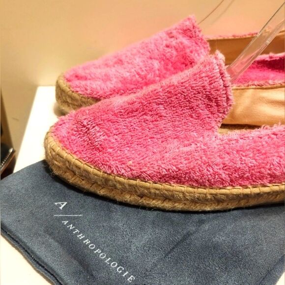 Manebí "Sydney" For Anthropologie Pink Terry Cloth Espadrilles Sz.9/40 Ret.$125 - Picture 3 of 13
